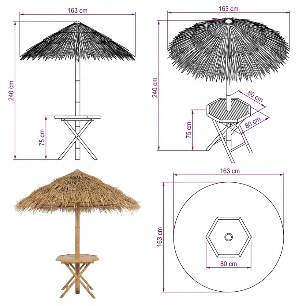 Dù Tre Mái Lá --- Bamboo Thatch Umbrellas